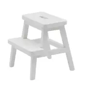1/12 Miniature Step Stool Wooden Kitten Footstool Double-Layer Sit Chair Holding Stool White