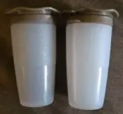 Tupperware Mini Salt & Pepper Shaker Divided Travel Gold Brown Top X 2 - F1