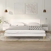 White Bedside Table Nightstand with Drawer, Bed Side End Tables for Bedroom, Living Room Furniture Storage, Wooden Night Stand 40x35x47cm, 2 pcs