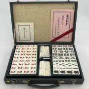 Vintage Chinese Mahjong Bamboo Set Unused Great Condition Carrying Case Very Old