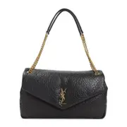 [Saint Laurent] Saint Laurent-Black Calypso Leather Shoulder Bag-Donna OS OS