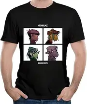 [VidiAmazing] Zhijianshigong Men Gorillaz Demon Day Cool Walk Black T Shirts Short Sleeve