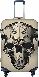 [CADREWY] Runner Bull Skull Print Travel Suitcase Cover Luggage Protector with Elastic Anti Scratch for Carry On, Black, Medium