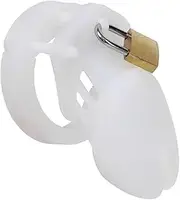 Male Silicone Chastity Cage Lock Chastity Device - Lightweight Large Penis Cage with 5 Adjustable Rings Adult Sex Toy