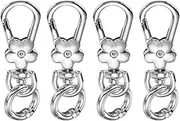 uxcell 4 Pcs Metal Keychain Clip Swivel Lobster Claw Clasp Quick Release Key Ring Detachable Double Opening Snap Hooks for Jewelry Making Crafts Backpack Bag Lanyard, White