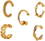 WRITWAA Chic C-Shape Ear Jewelry Decor 5pcs Ear Clip Earrings for Women Fashion Accessory Retro Punk Style