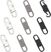 9-Piece Zipper Clip Theft Deterrents,Multi-Functional Metal Double Zipper Pull Replacements - for Bags, Luggage, Shoes (Gunmetal/Black/Silver)