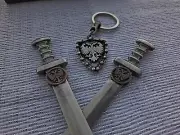Vintage medieval sword letter opener with Nemanjic dynasty two headed eagle.