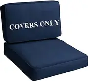 Outdoor Patio Cushion Covers, Deep Seat & Back Cushion Set, 28x28x6/28x17x6, Blue, 2 Packs