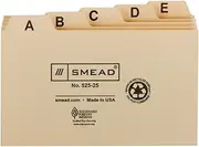 Smead Card Guide, Plain 1/5-Cut Tab (A-Z), 5" W x 3" H, Manila, 25 per Set (55076)