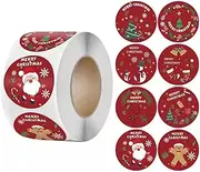 DOITOOL 3 Rolls Xmas Present Sealing Labels Self Adhesive Stickers for Present Box Decoration Durable Convenient Sealing Decals Fun Holiday Elements for Easy Peeling Sticking