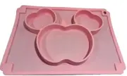 NEW Silicone Apple Mat Pink Placemat Kids Suction Table Food Tray Baby Toddler