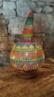 HANDMADE HANDPAINTED Gourd Lamp Turkish Moroccan Boho Gourd Lamp Decor Bohemian