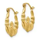 Designs by Nathan | 14k Yellow Gold Polished and Satin Claddagh Hoop Earrings