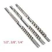 Socket Rack Holder 1/4,3/8,1/2 Inch With 16 Clips On Rail Tool Organizer Storage