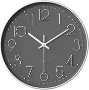 Wall Clock 12 Inch Silent Non-Ticking Big Numbers Easy to Read Wall Clocks Decorative for Office School Bedroom Home