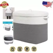 Portable Extra Large Storage Basket with Lid - 22”x14”x18” Cotton Elegance
