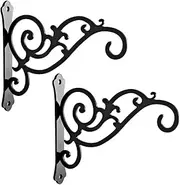 HongKim 2 Pieces 6-Inch Outdoor Indoor Small Decorative Iron Wall Hooks for Hanging Lanterns Solar Lights Bug Zappers Hummingbird Feeders Wind Chimes Hangers, Black