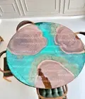 Round Epoxy Resin Live Edge Top Accacia Wood Table Top Center Sofa Table Top