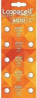 10 AG10 LR1130 LR1131 389A 389 Loopacel 1.5 Volt Alkaline Button Cell Battery