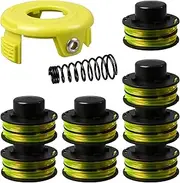 RAC118 Replacement Trimmer Spool for Ryobi RLT3525S Trimmer Spool for Ryobi RLT3025F/S with Spool Cover and Spring, 8.4m Long (8 Spools + 1 Cover + 1 Spring)