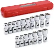 17PCS 38 Drive Universal Flex Socket Set, Sae&Metric, 38 to 34, 10Mm to 19