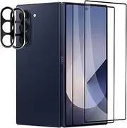 [2+2] Front Tempered Glass Screen Protector + Camera Lens Protector for Samsung Galaxy Z Fold 6 5G, Electro-weideworld Scratch Resistant HD Clear Tempered Glass for Samsung Galaxy Z Fold 6