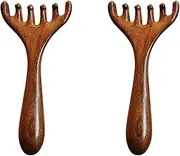 2 Pieces Wooden Scalp Massager, Sandalwood Head Massage Comb, Handheld Wide Tooth Head Scratcher, Ergonomic Meridian Hair Comb, Multipurpose Scalp Massager for Stress Relief