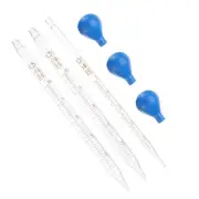 3pcs 5ml 10ml Dropper Pipettes Lab Graduated Scaled Tool with Blue Rubber Cap