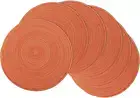 Braided Round Placemats Set of 6 – Washable, Non-Slip, Heat-Resistant (Orange, 1