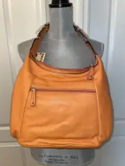 Tignanello Orange Leather Touchables Gathered Shopper Shoulder Bag Purse NWT