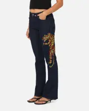 [ED HARDY] Ed Hardy Women's Feline Bootleg Jeans Indigo Denim - Size 28 28 Indigo Denim