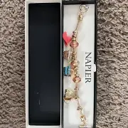 New Napier Gold Tone Summer Beach Themed Charm Flex Bracelet So Pretty