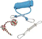 32.8ft Spring Pole Dog Rope Toys, Stainless Steel Adjustable Height Heavy Duty Muscle Builder Interactive Tether Tug Toy, Bungee Dog Toy Outdoor Hanging Toys for Large Dogs