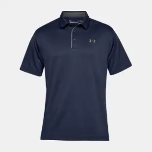 【UNDER ARMOUR】上衣 男款 短袖上衣 運動 POLO衫 Tech Polo 藍 1290140410(S1109)