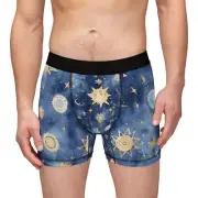 Cosmic Celestial Boxers, Space-Themed Men's Boxers, Astronaut Underwear, Unique