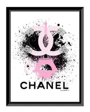 Chanel Paris Pink Eiffel Tower Framed Print Wall Art 14" x 18" x .75" NoColor
