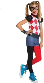 Rubie'S Girl'S Harley Quinn DCSHG Classic Costume, Multicolor, 6-8 Years