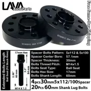 4PC 30MM THICK 5X112 & 5x100 57.1MM C.B WHEEL SPACER +14x1.5 BOLT FIT AUDI MODEL (for: Audi)