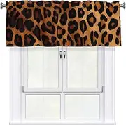 LHBWCVN Cool Cheetah Leopard Valances for Windows, Rod Pocket Window Treatment Drapes Farmhouse Kitchen Curtains Short Blackout Window Curtains for Living Room Bedroom Decor 54x18 Inch
