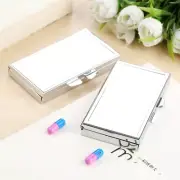 Metal Rectangle 7 Slots Pill Box Container Medicine Organizer Container Case