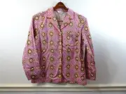 BODEN Pajama Top Shirt Floral Pink Green Button Front Size 8 NEW