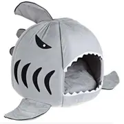 Washable Shark Pet House Cave Bed for Small Medium Dog Cat with Removable Cushion and Waterproof Bottom