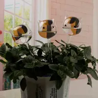 在飛比找樂天市場購物網優惠-可愛貓咪玻璃懶人創意滲水滴灌家用綠植盆栽自動澆花器神器