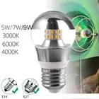 E27 E14 LED Candle Bulb Light LED Silver Plated Glass Bulb Office Lighting