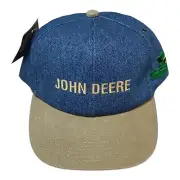 John Deere Denim Snapback Hat Blue Tan Tractor K Products 90s Vintage NEW NWT