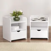 Artiss 2X Bedside Table White 1 Drawer