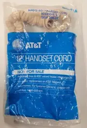 Vintage NOS AT&T 12' Handset Spring Cord Light Beige Trimline Modular H4DU 60