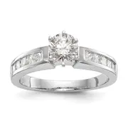 0.40ct. CZ Solid Real 14K White Gold Peg Set Engagement Ring