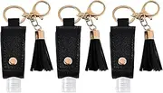 Portable Empty Travel Bottle Keychain Hand Sanitizer Bottle Holder 3 Pack 1oz / 30ml Small Squeeze Bottle Refillable Containers for Toiletry Shampoo Lotion Soap, 3 Pcs Black